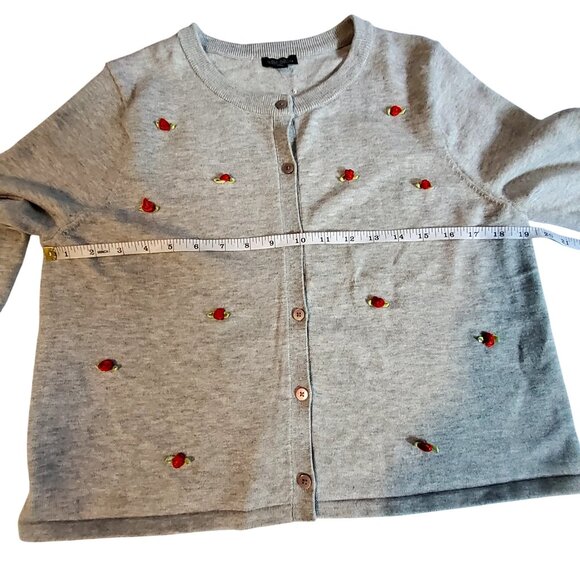 Wild Fable Heather Gray Button-Up Cardigan   Size Large  With Rose Embroidery - Picture 4 of 11